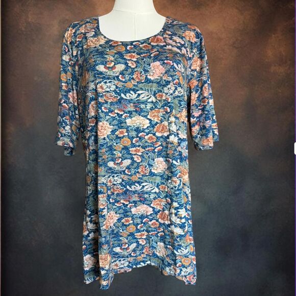 Peruvian Connection Women's Pima Cotton Floral Blouse Size XXL Boho Cottage - Picture 1 of 5